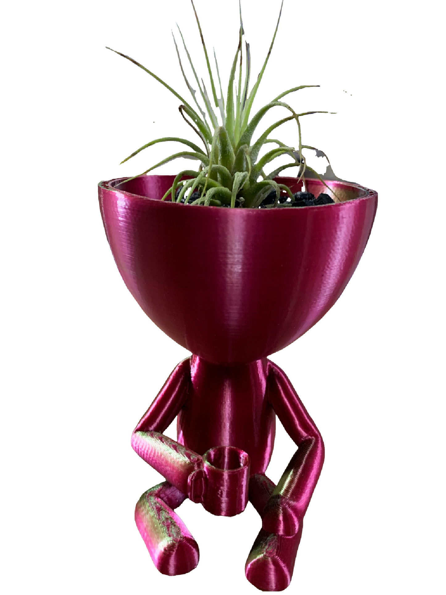 Coffee Cup Being Flower Pot - red green shimmer