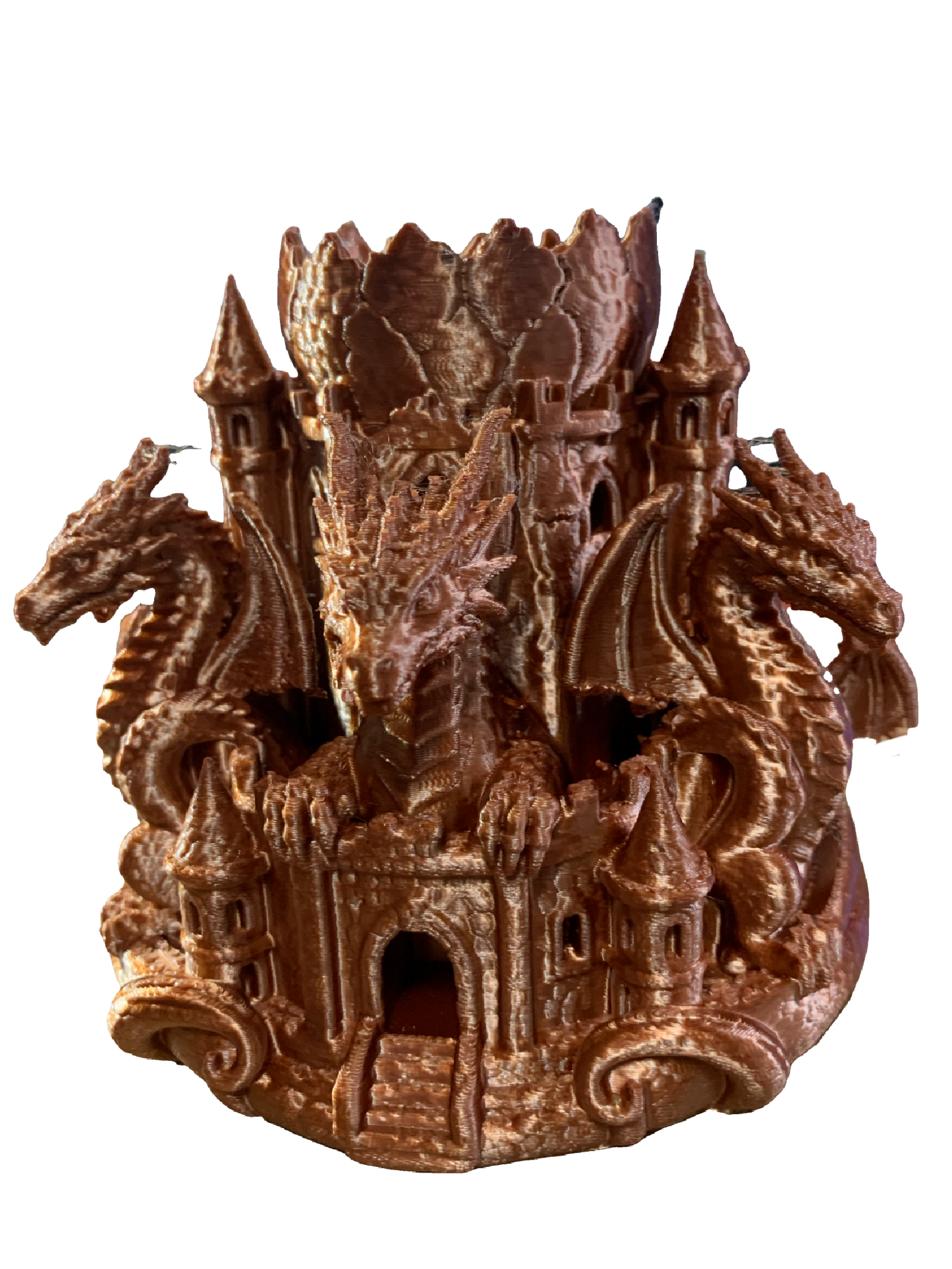 Castle Guardian Dragons Flower Pot - copper tone