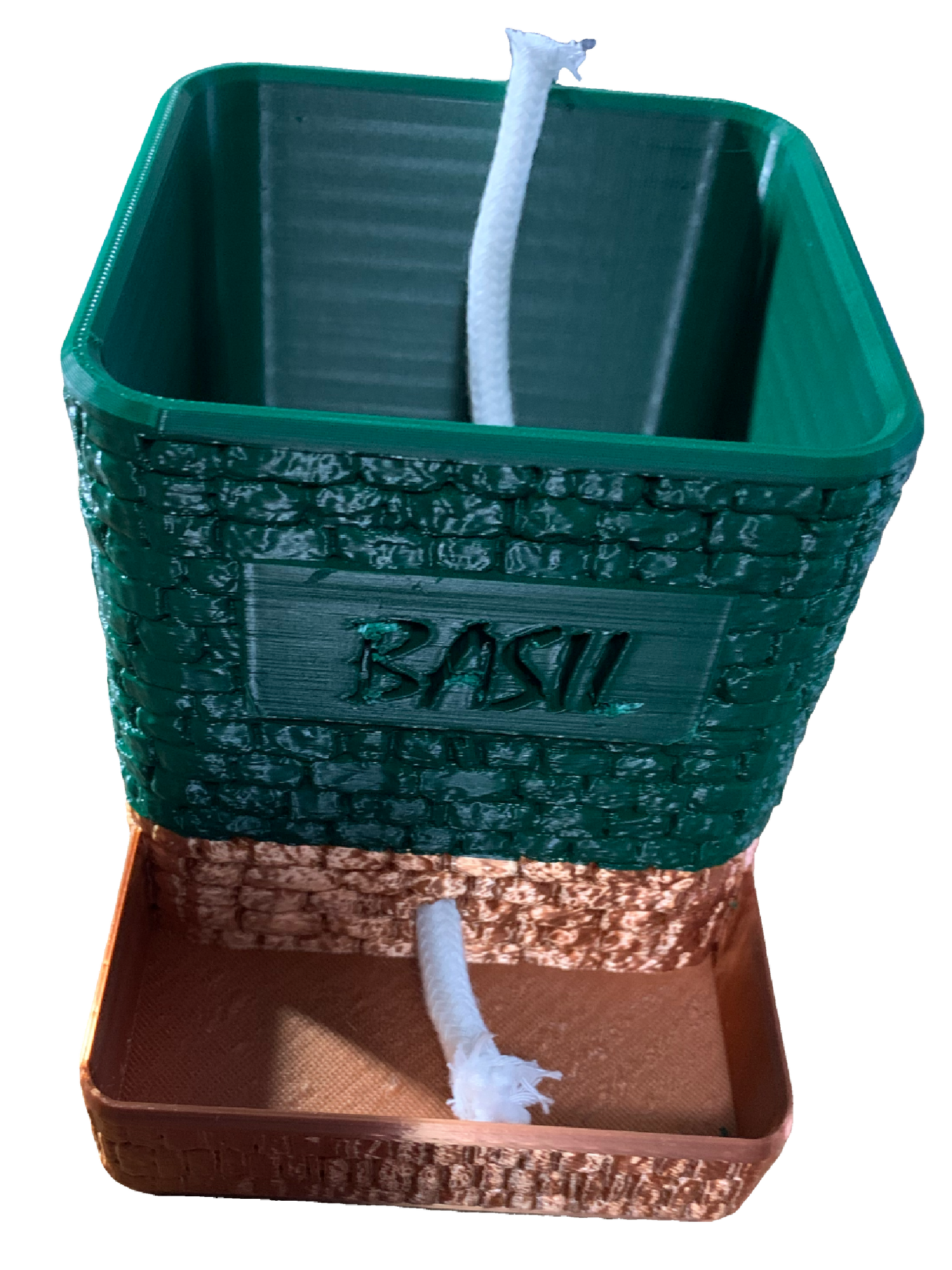 Basil Self Watering Flower Pot - forest green copper tone