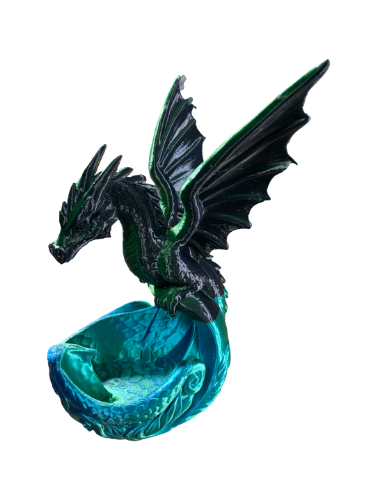 Dragon Nest Flower Pot- green black turquoise shimmer