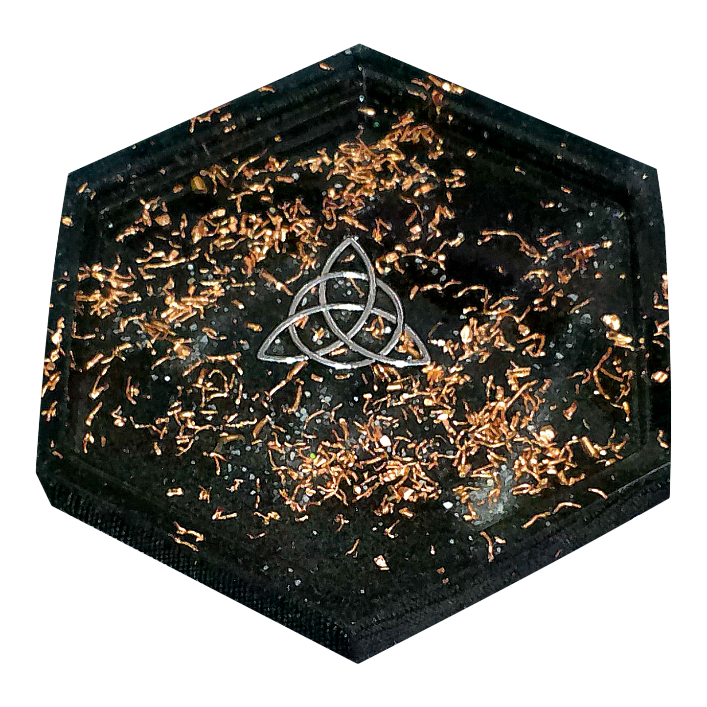 Orgone Water Charging Plate - with Shungite, Copper Shavings, and Quartz Granules | 4 inch diameter
