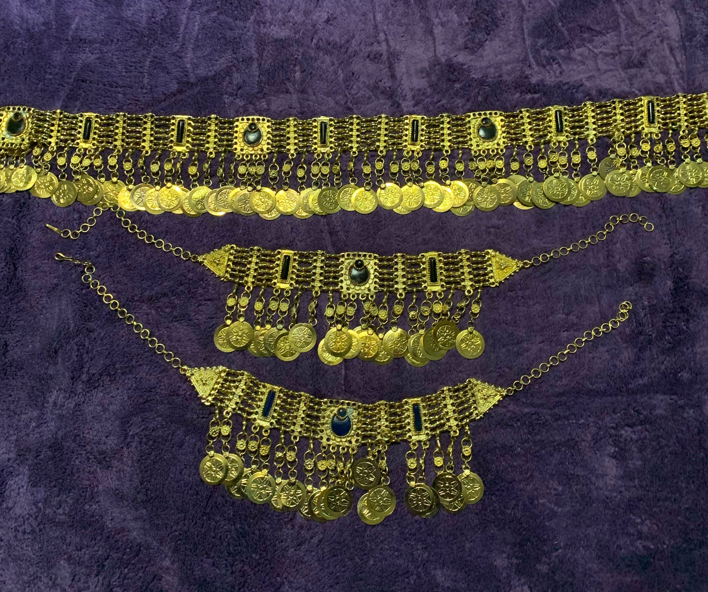 Heavy Coin Belt or Choker – Brass Tone