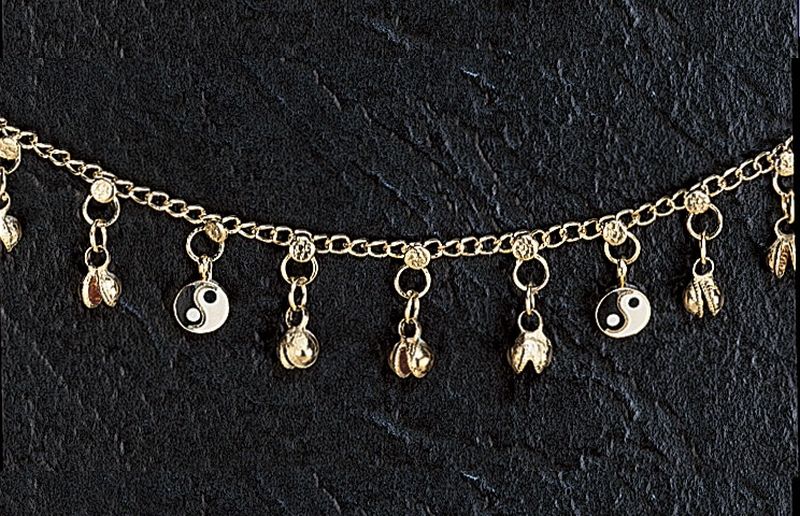 Yin Yang Anklet Bell Bracelet – Silver or Brass Tone