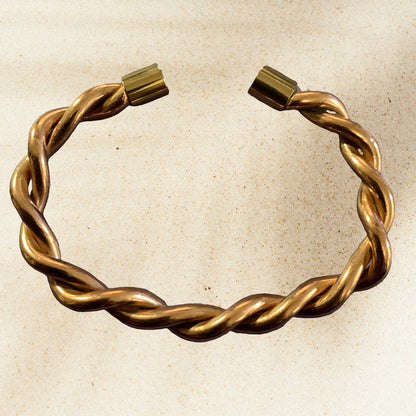 Solid Copper Cuff Bracelet - thick twist image 0