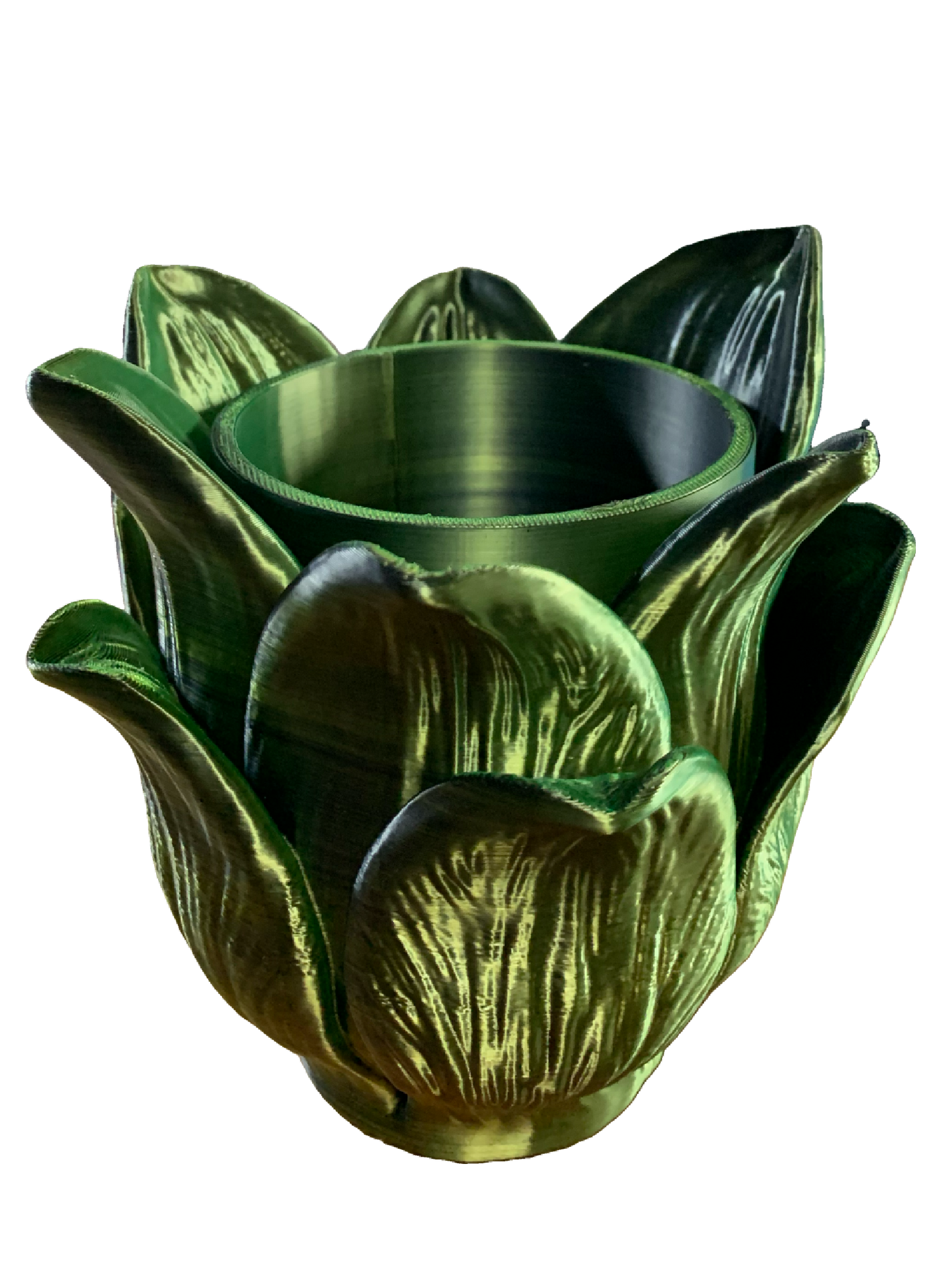 Flower Petals Pot - Shimmering green black yellow