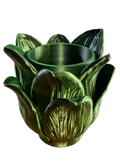 Flower Petals Pot - Shimmering green black yellow