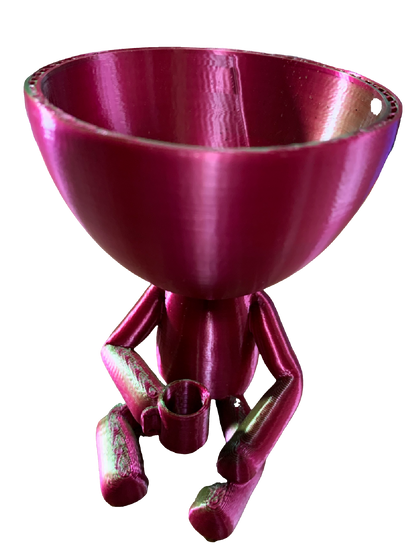 Coffee Cup Being Flower Pot - red green shimmer