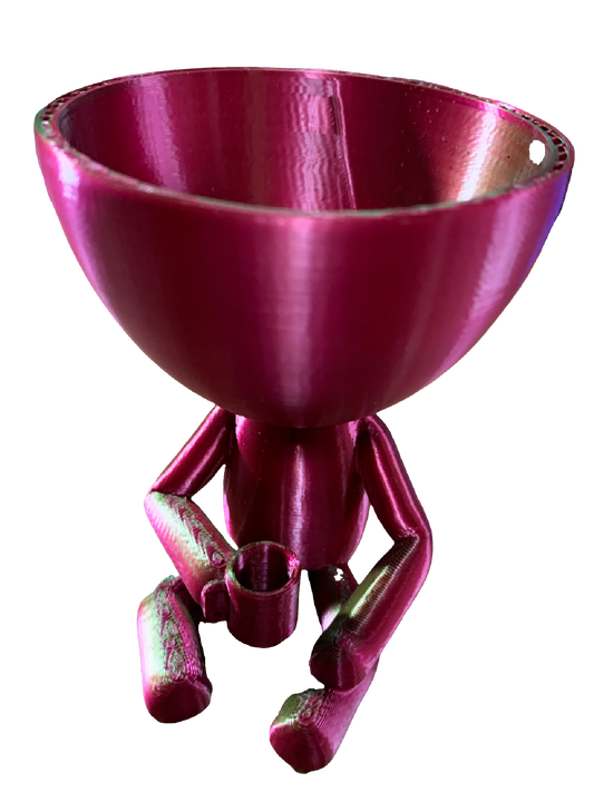 Coffee Cup Being Flower Pot - red green shimmer