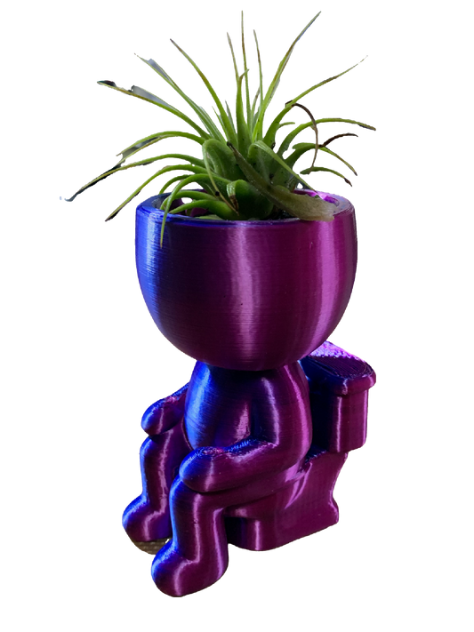 Toilet Flower Pot - red blue shimmer