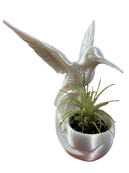 Humming Bird Flower Pot - cloud white
