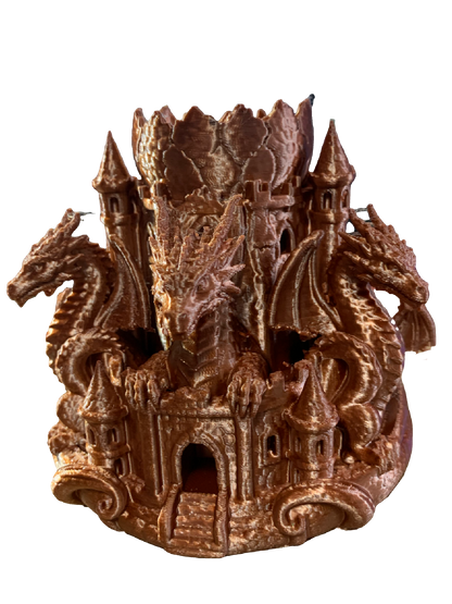 Castle Guardian Dragons Flower Pot - copper tone