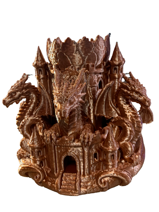 Castle Guardian Dragons Flower Pot - copper tone