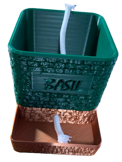 Basil Self Watering Flower Pot - forest green copper tone