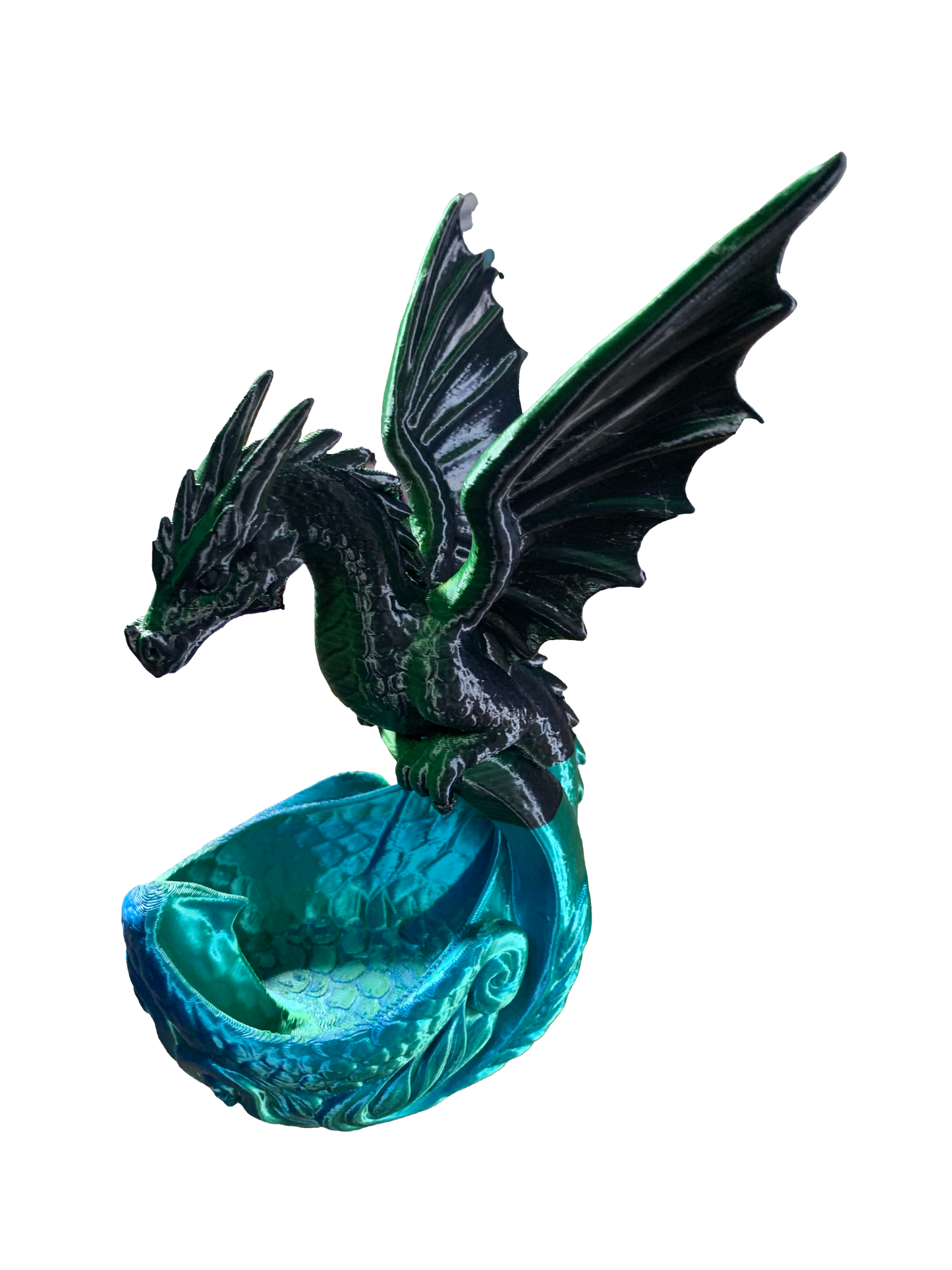 Dragon Nest Flower Pot- green black turquoise shimmer