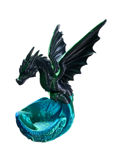 Dragon Nest Flower Pot- green black turquoise shimmer