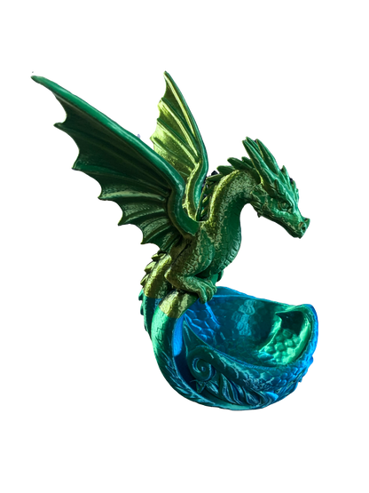 Dragon Nest Flower Pot- green black turquoise shimmer
