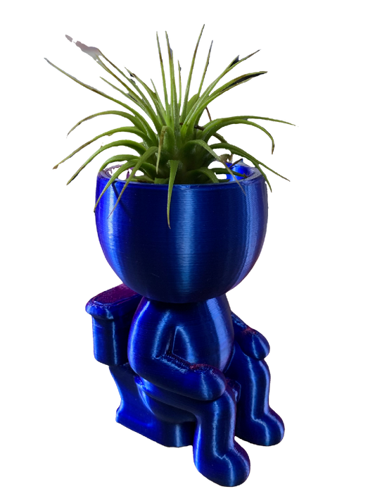 Toilet Flower Pot - red blue shimmer