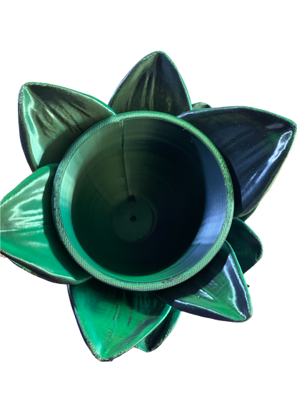 Flower Petals Pot - Shimmering green black yellow