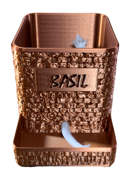 Basil Self Watering Flower Pot - copper tone