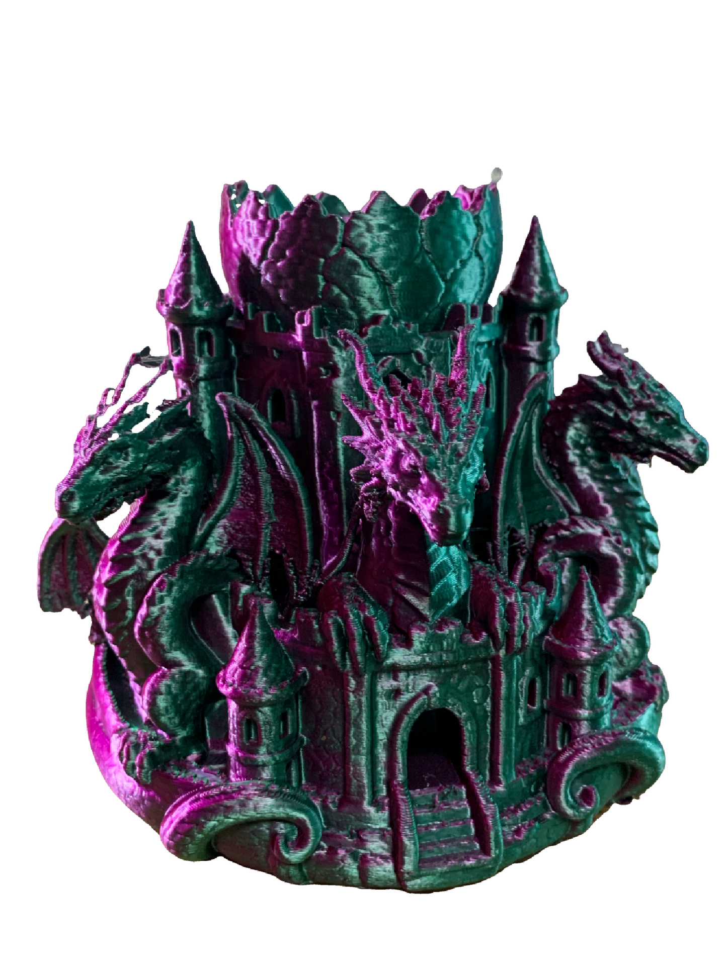 Purple Green Castle Guardian Dragons Flower Pot