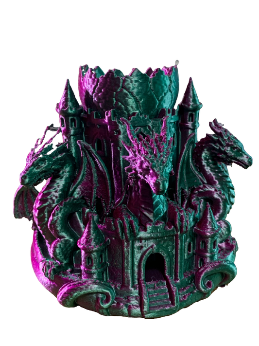 Purple Green Castle Guardian Dragons Flower Pot