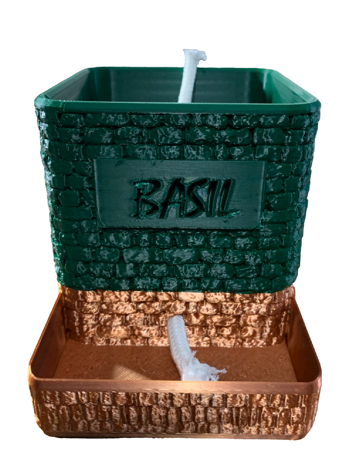 Basil Self Watering Flower Pot - forest green copper tone
