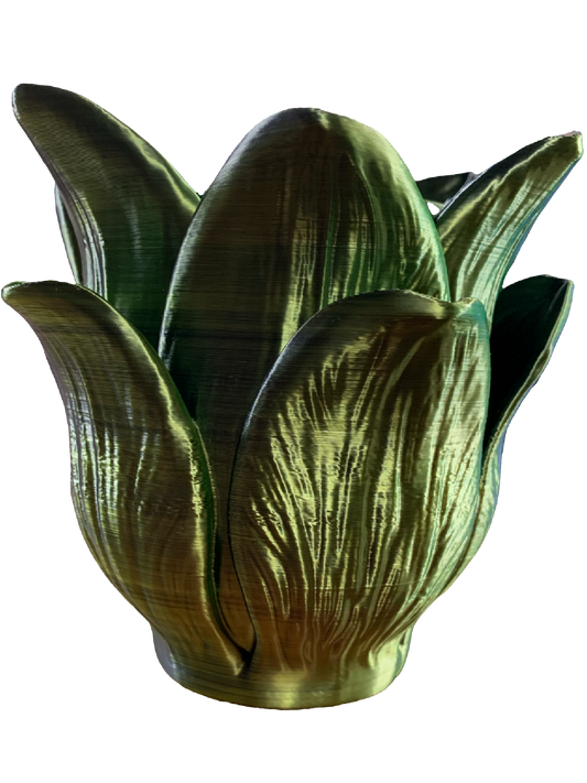 Flower Petals Pot - Shimmering green black yellow