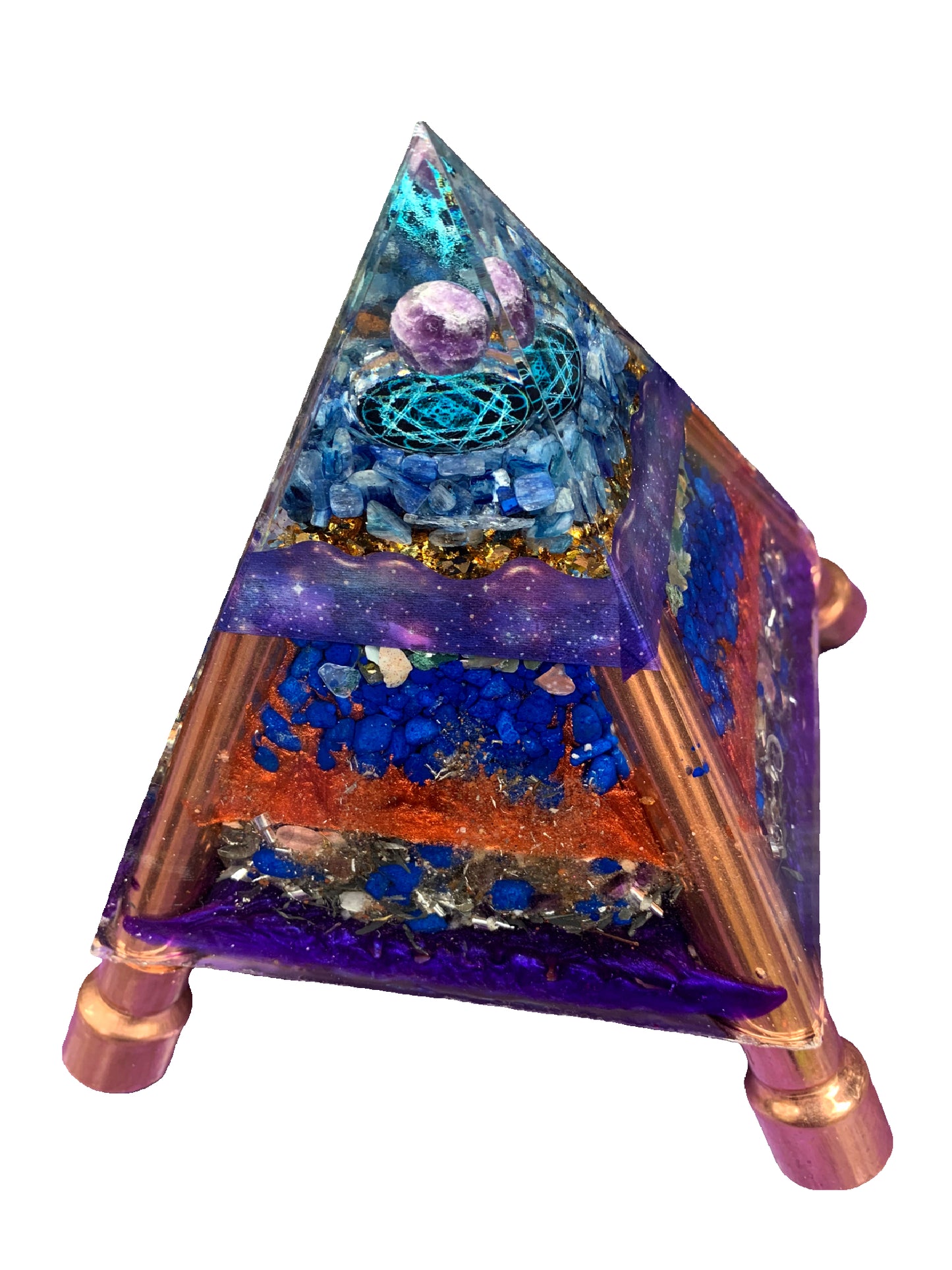 Ascension Orgone Energy Large Pyramid with copper legs adjustable to 10 feet for Home and Garden Protection