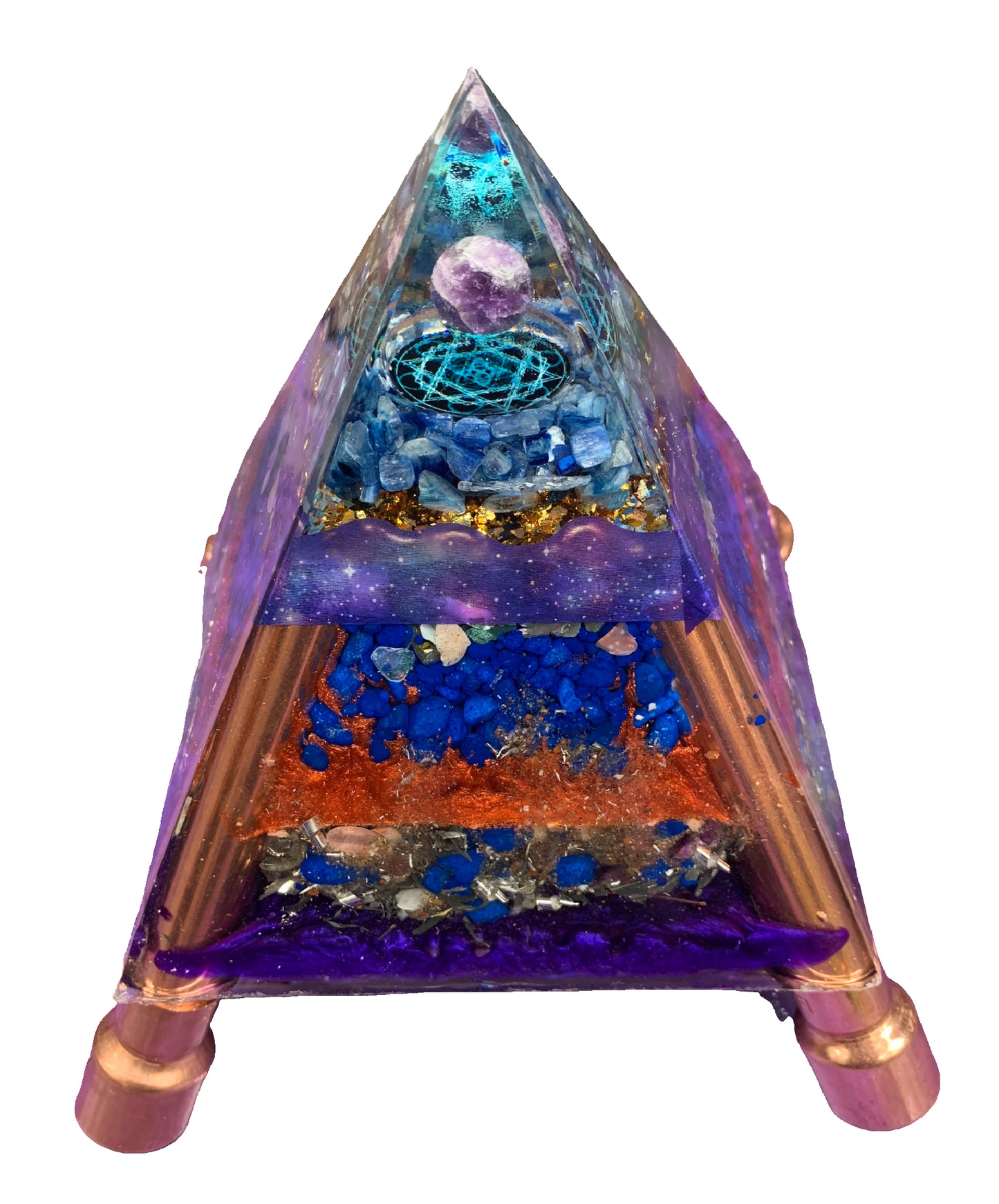 Ascension Orgone Energy Large Pyramid with copper legs adjustable to 10 feet for Home and Garden Protection