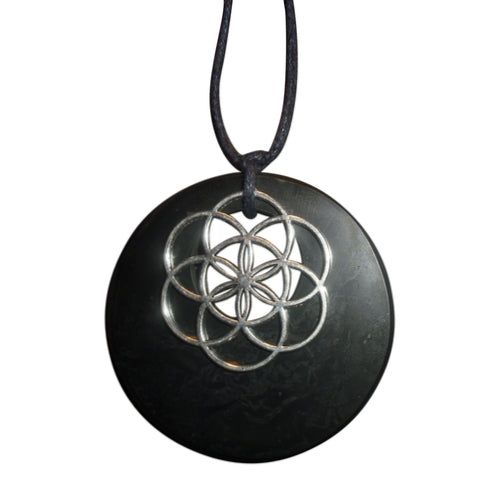Shungite Shield Star Flower of Life Pendant ~ healthy boundaries protection