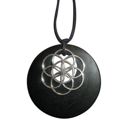 Shungite Shield Star Flower of Life Pendant ~ healthy boundaries protection