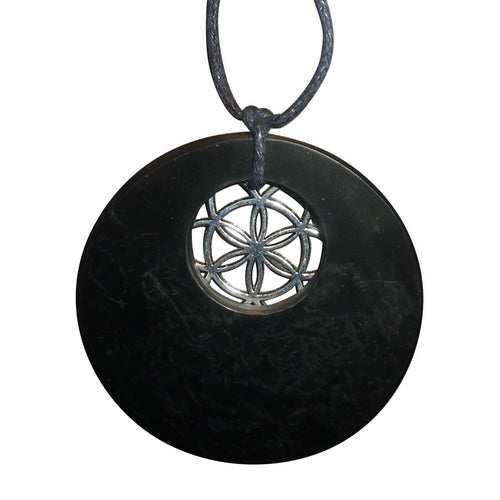Shungite Shield Star Flower of Life Pendant ~ healthy boundaries protection