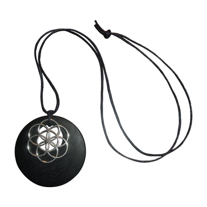 Shungite Shield Star Flower of Life Pendant ~ healthy boundaries protection
