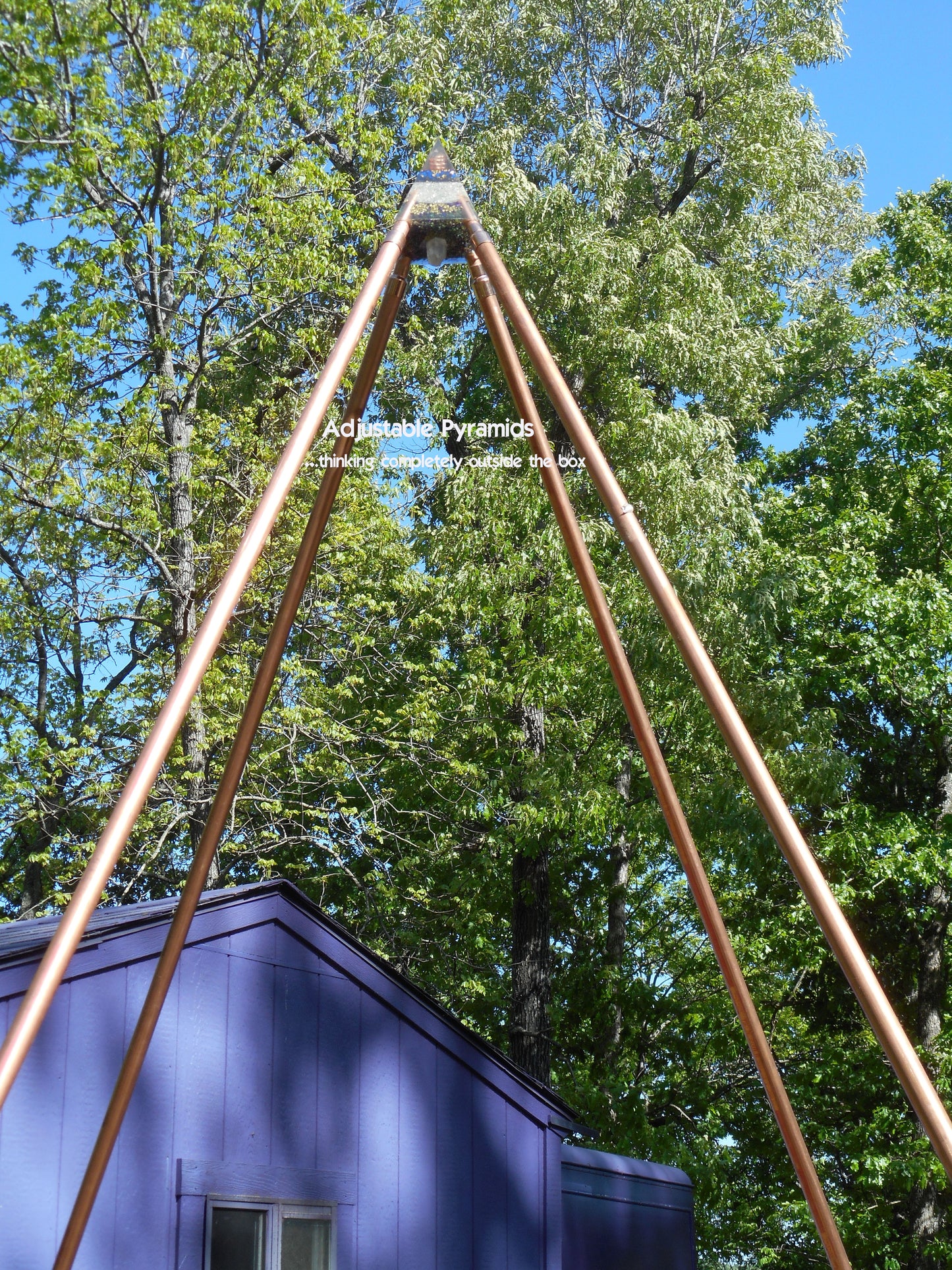 Ascension Orgone Energy Large Pyramid with copper legs adjustable to 10 feet for Home and Garden Protection