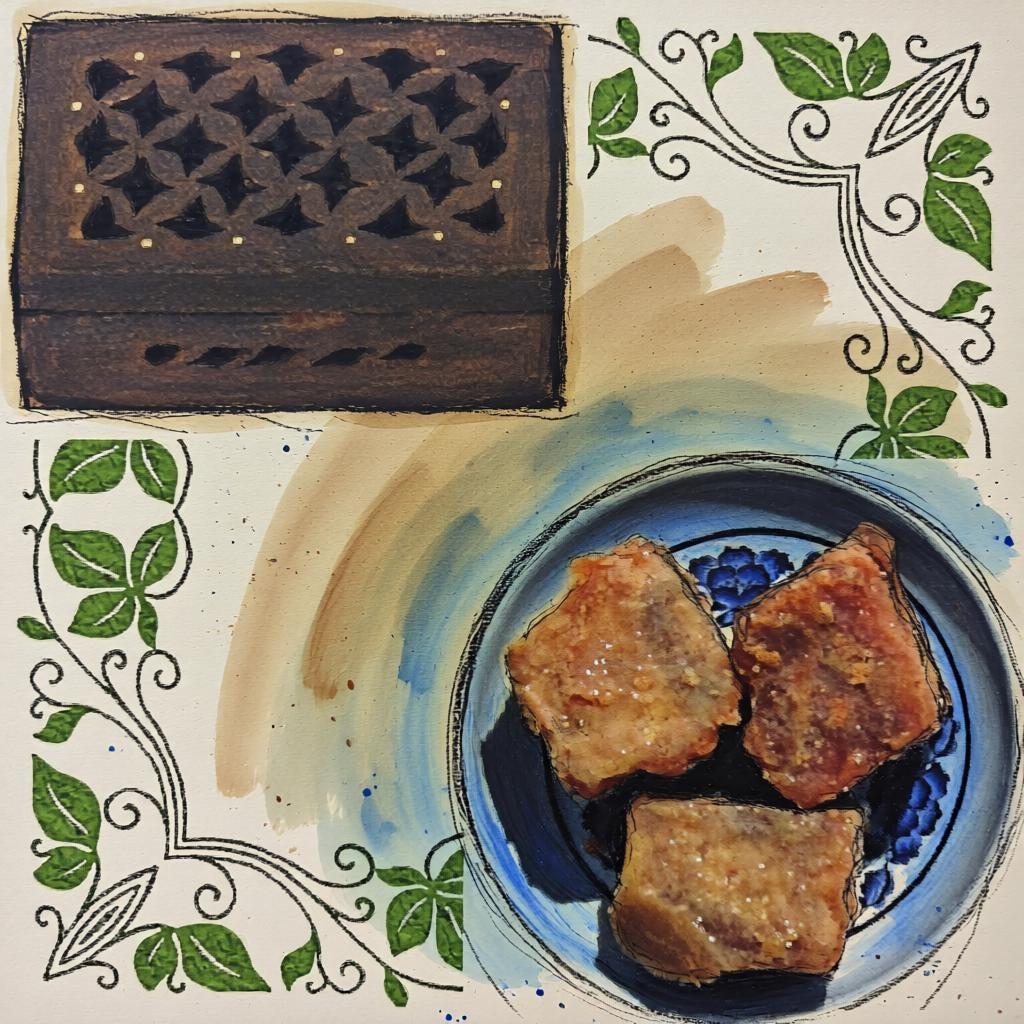 Wooden Box with amber resin