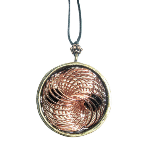 High Power Orgone Pendant - Copper Tone Double Sided Vortex image 0