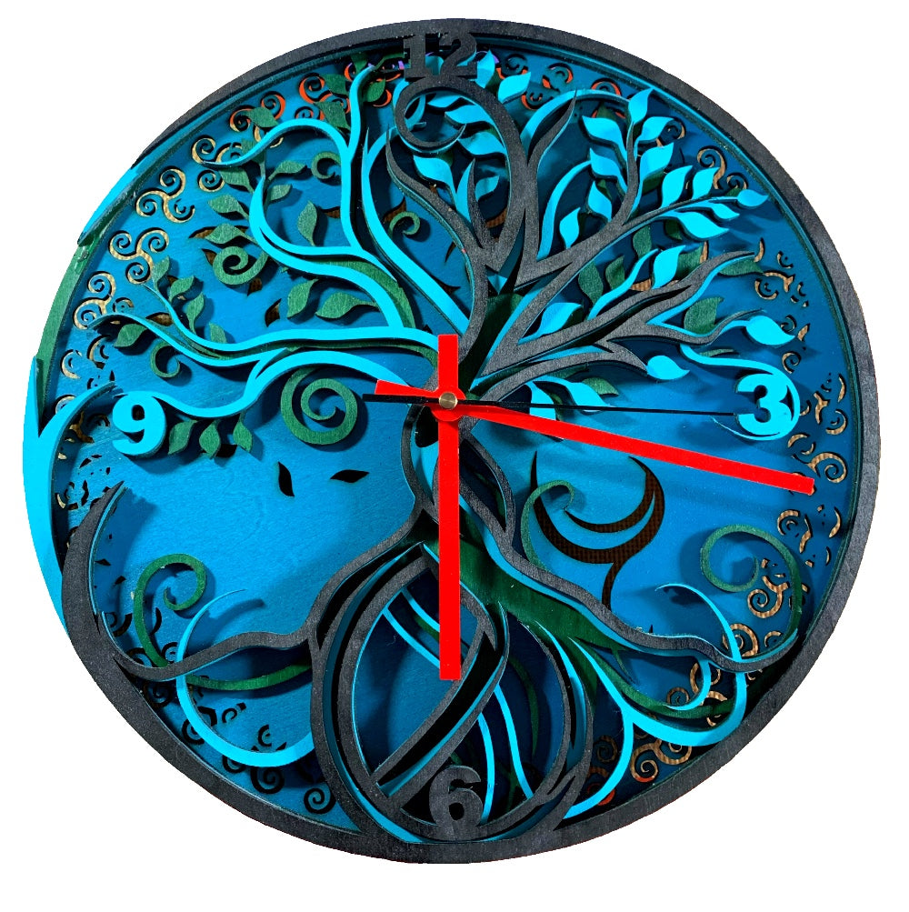 Blue Tree of Life Wall Clock