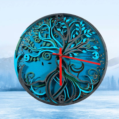 Blue Tree of Life Wall Clock