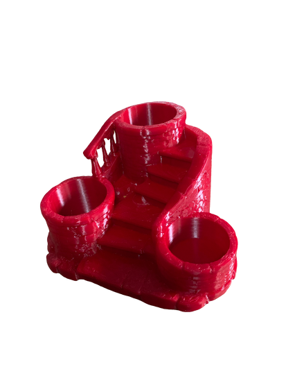 Staircase Garden 3D Flower Pot – Bright Red| Handcrafted Donation-Based Planter
