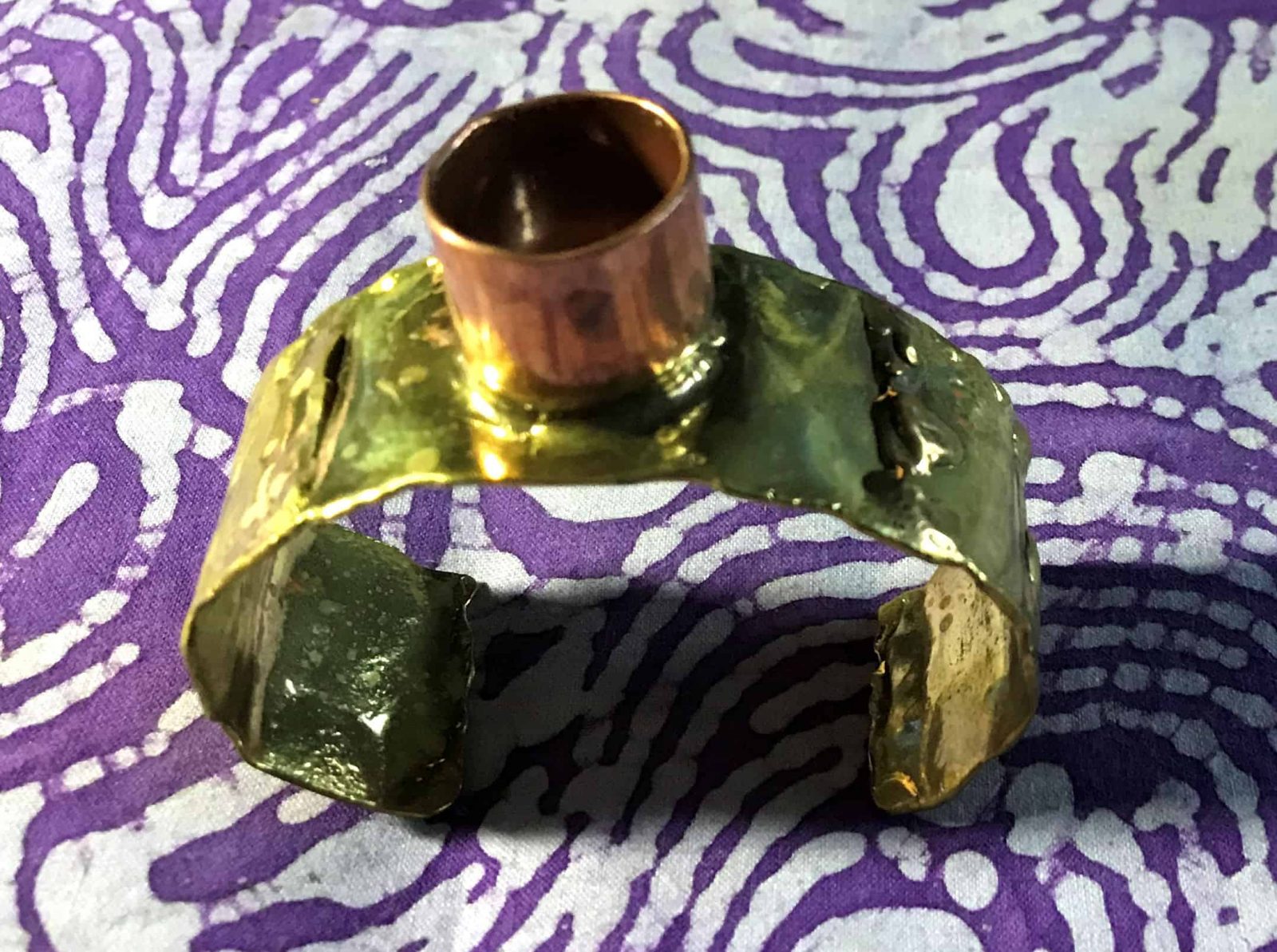 Abstract Brass and Copper Band Bracelet image 0