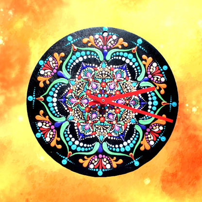 Mandala Dot Art Wall Clock - energizing