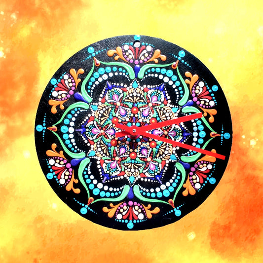 Mandala Dot Art Wall Clock - energizing