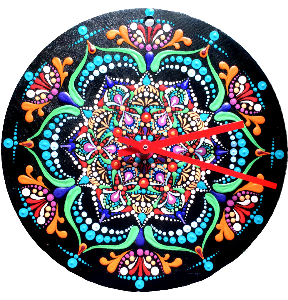 Mandala Dot Art Wall Clock - energizing