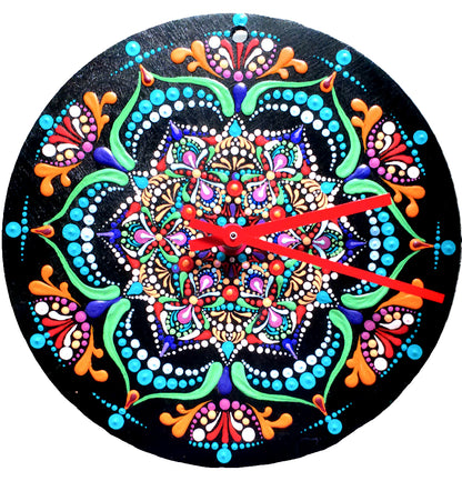 Mandala Dot Art Wall Clock - energizing