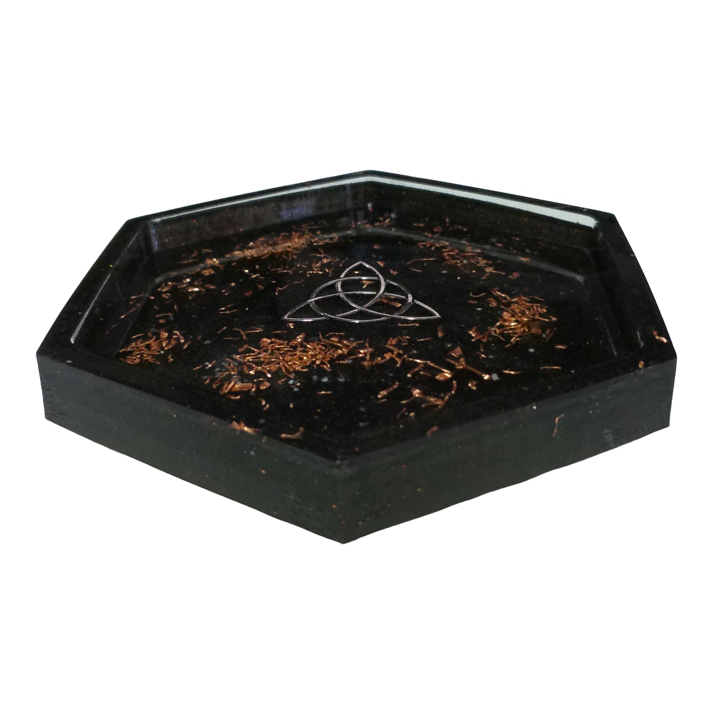Orgone Water Charging Plate - with Shungite, Copper Shavings, and Quartz Granules | 4 inch diameter