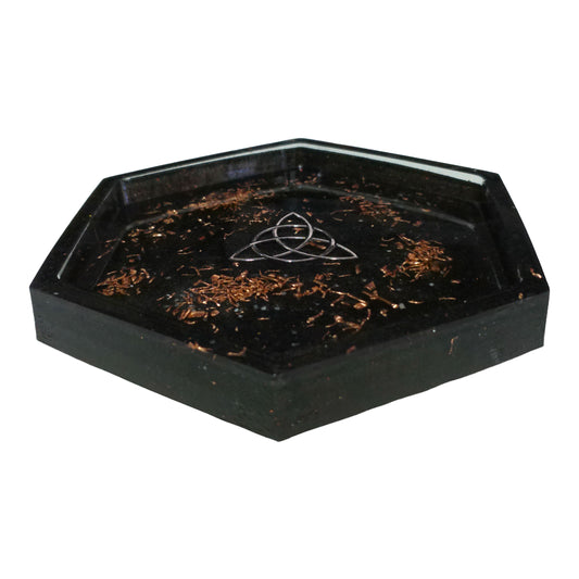 Orgone Water Charging Plate - with Shungite, Copper Shavings, and Quartz Granules | 4 inch diameter