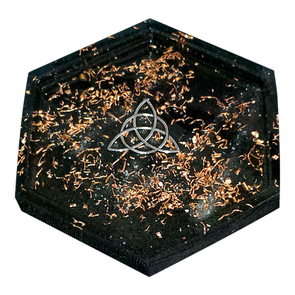 Orgone Water Charging Plate - with Shungite, Copper Shavings, and Quartz Granules | 4 inch diameter