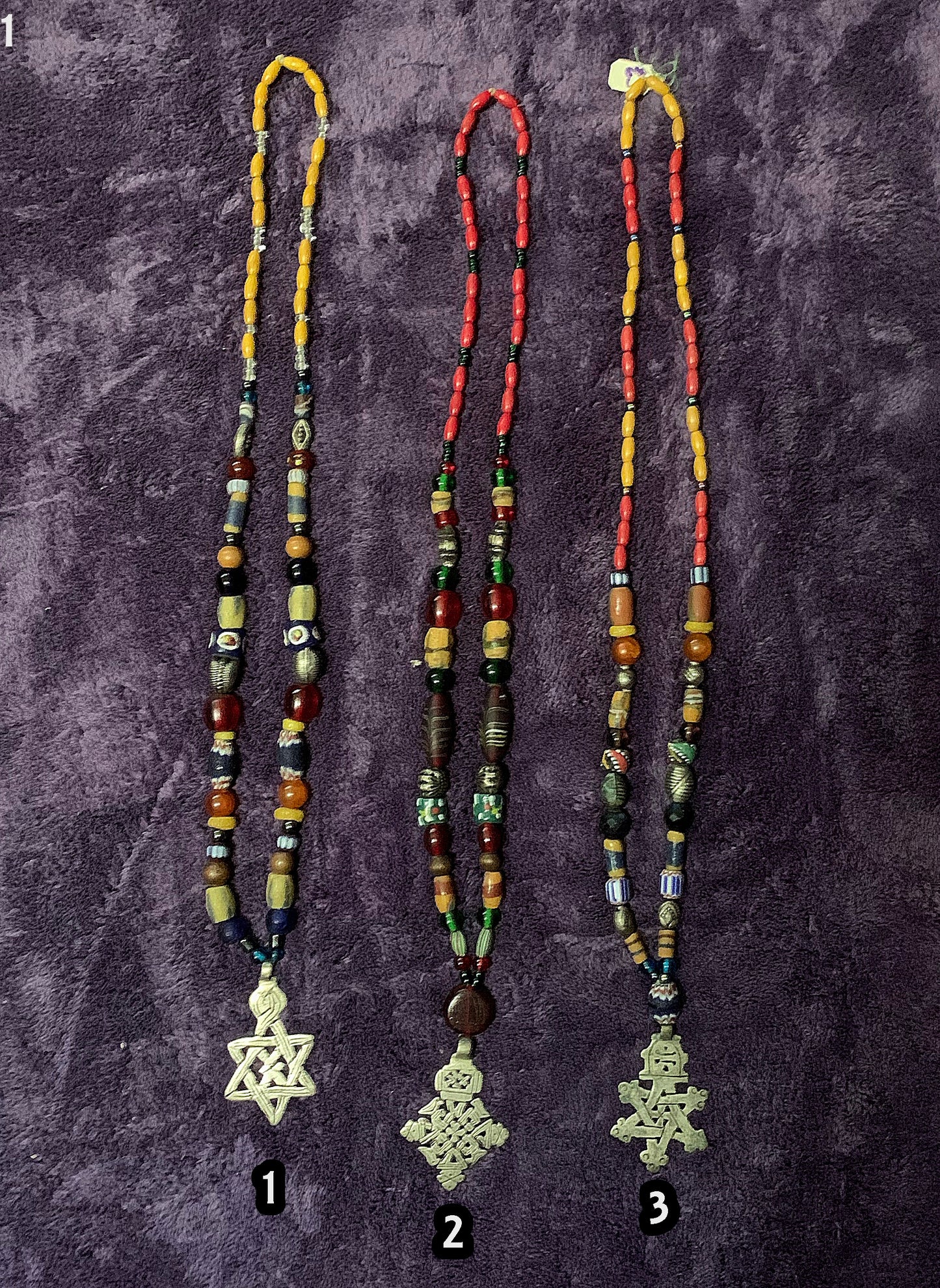 Authentic Ethiopian Cross Beaded Neckpieces Set #1 | w/ African Trade Beads