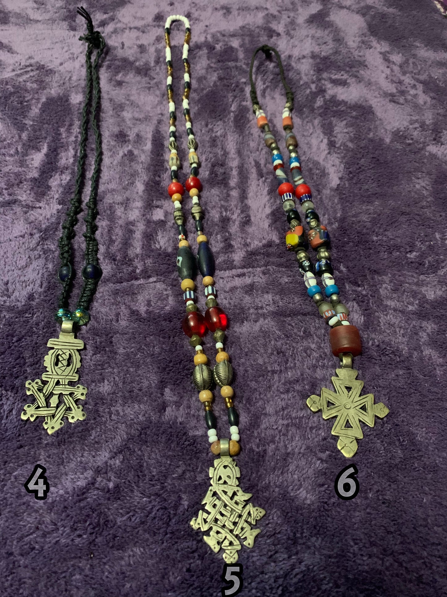 Authentic Ethiopian Cross Beaded Neckpieces Set #2 | w/ African Trade Beads