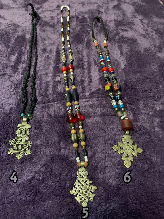 Authentic Ethiopian Cross Beaded Neckpieces Set #2 | w/ African Trade Beads
